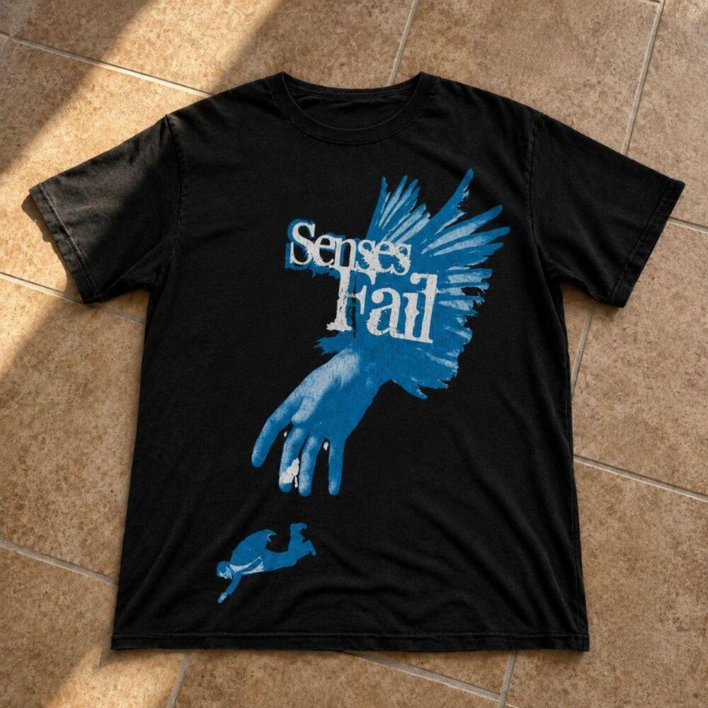 Senses Fail Blue Wing Graphic Tee Black Unisex